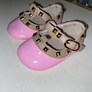 Pink studded baby flat